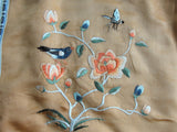VINTAGE Silk Wall HangingTextile Chinese Embroidered Flowers,Butterfly, Bird Elegant Mid Century Oriental Asian Decor Collectible Embroidery