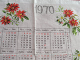 VINTAGE 1970 Hanky, Calendar Handkerchief, Novelty Hankie,Festive Hanky,Christmas Hanky,Poinsettia Hankies,New Year Hanky,Birthday Hanky