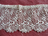 BEAUTIFUL Antique Lace Cotton Trim Flounce,Intricate Pattern Ideal For Bridal Dress,Dolls,Christening Gowns,Heirloom Sewing Antique Textiles