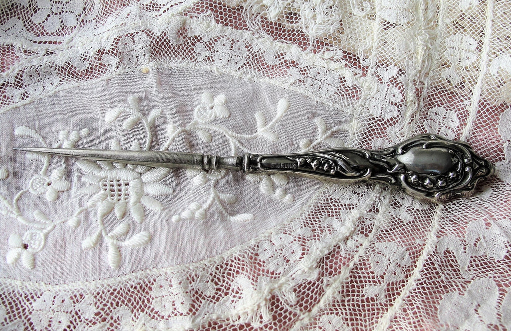 BEAUTIFUL Victorian Sterling Silver Needlework Tool,Silver Awl