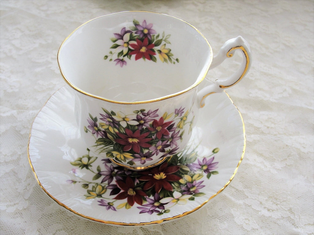 LOVELY Vintage PARAGON Teacup and Saucer Flower Festival Pattern,English  Bone China,Colorful Set,Cup and Saucer, Collectible Teacups