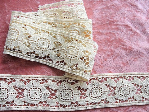 Antique BEAUTIFUL Lace Cotton Floral Trim,Intricate Pattern,For Dolls,Christening Gowns,Bridal,Heirloom Sewing,Collectible Lace,Textiles