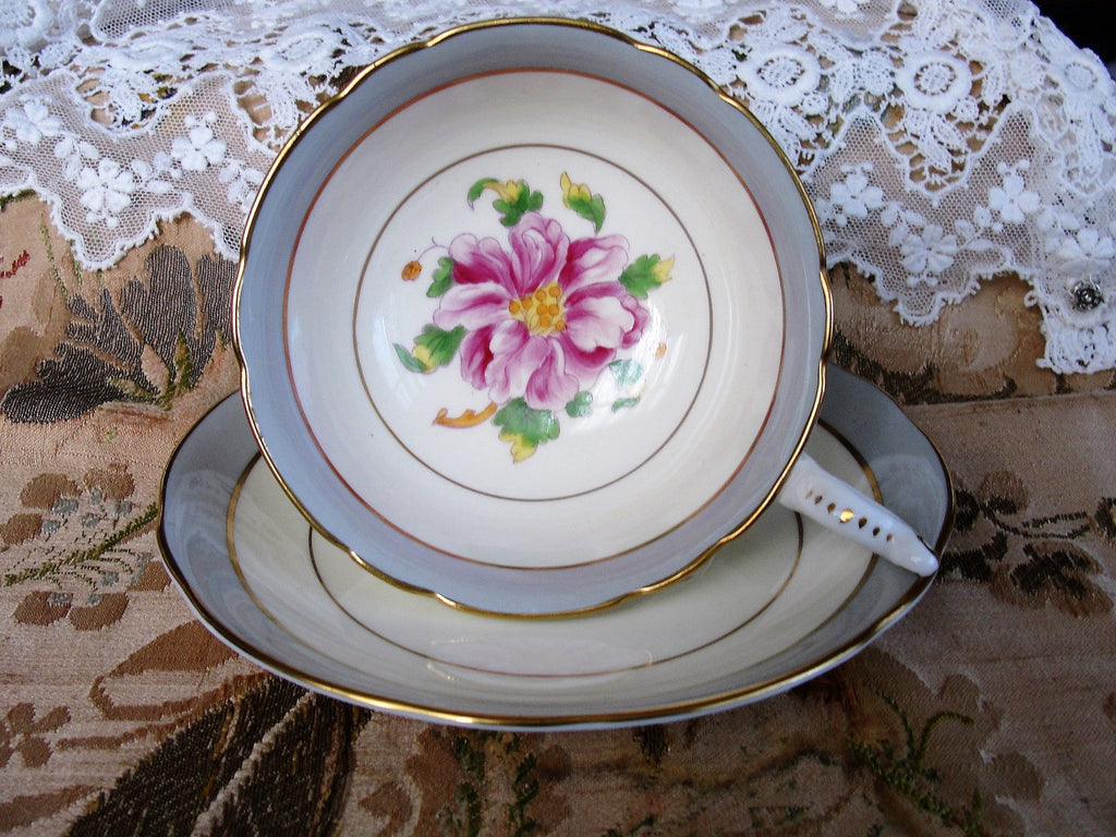 LOVELY Coalport English Bone China Teacup and Saucer, Pink and