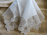 BEAUTIFUL Vintage Lace Hankie BRIDAL WEDDING Handkerchief Breathtaking Bridal Hanky Fancy Wide Tambour Lace Collectible Hankies