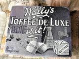 ANTIQUE Large Old Confectionery Tin,Wallys Toffee de Luxe,Tin Box,British Candy Tin,English Tin Box,Kitchen Farmhouse Decor,Collectible Tins