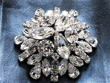 Vintage SHERMAN Signed Glittering Ice White Rhinestone Brooch,Prong Set,Brilliant Rhinestones,Dazzling Swarovski Crystal,COLLECTIBLE Jewelry