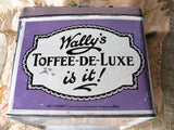 ANTIQUE Large Old Confectionery Tin,Wallys Toffee de Luxe,Tin Box,British Candy Tin,English Tin Box,Kitchen Farmhouse Decor,Collectible Tins