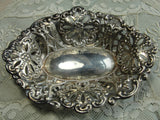 GORGEOUS Antique English Sterling Silver Ornate Dish,Lace Like Open Work,English Sterling Hallmarks, Fancy Floral Pattern,Collectible Silver