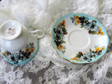 VINTAGE Royal Albert English Bone China Teacup n Saucer,Reflection Series,Pretty Flowers,Pedestal Cup and Sauce,Collectible Vintage Teacups