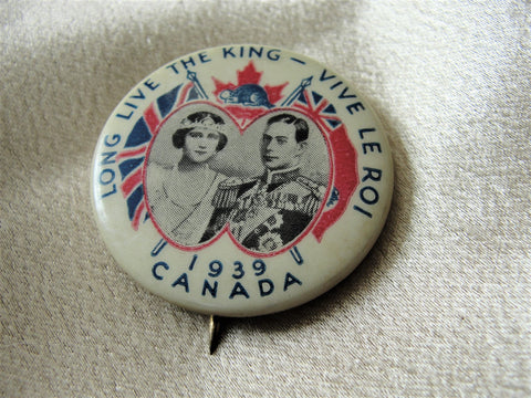 1939 ROYAL Visit Souvenir Pin Button,George VI Queen Elizabeth,Royalty Souvenir,English Royal Memorabilia,George VI Collectibles,Royalty