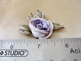 Lovely Antique FRENCH RIBBONWORK Aged Lavender Rose Ribbon Flower Rosette, 20s Flapper Dresses Gatsby Bridal Weddings, Collectible Trims