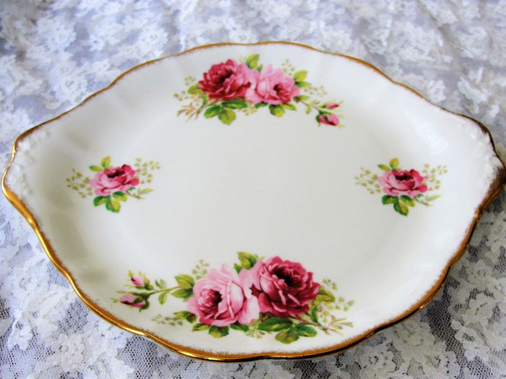 BEAUTIFUL Royal Albert American Beauty Cake Plate,Paul Longpre