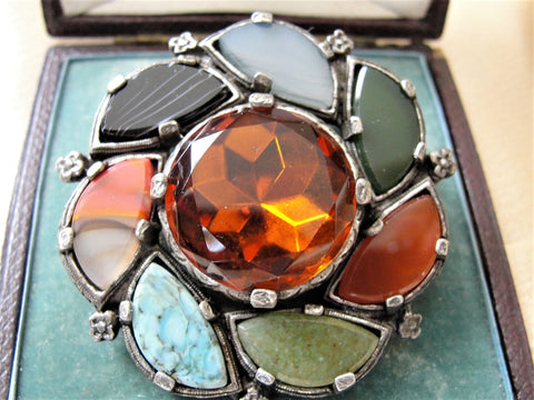 Vintage SCOTTISH Brooch,Large Faceted Cairngorm Stone,Agate Paste Glas – A  Vintage shop