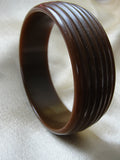 STUNNING Art Deco Deeply Carved Bakelite Bracelet,Chocolate Brown Bakelite Bangle,Beautiful Ribbed Design,Collectible Bakelite Jewelry