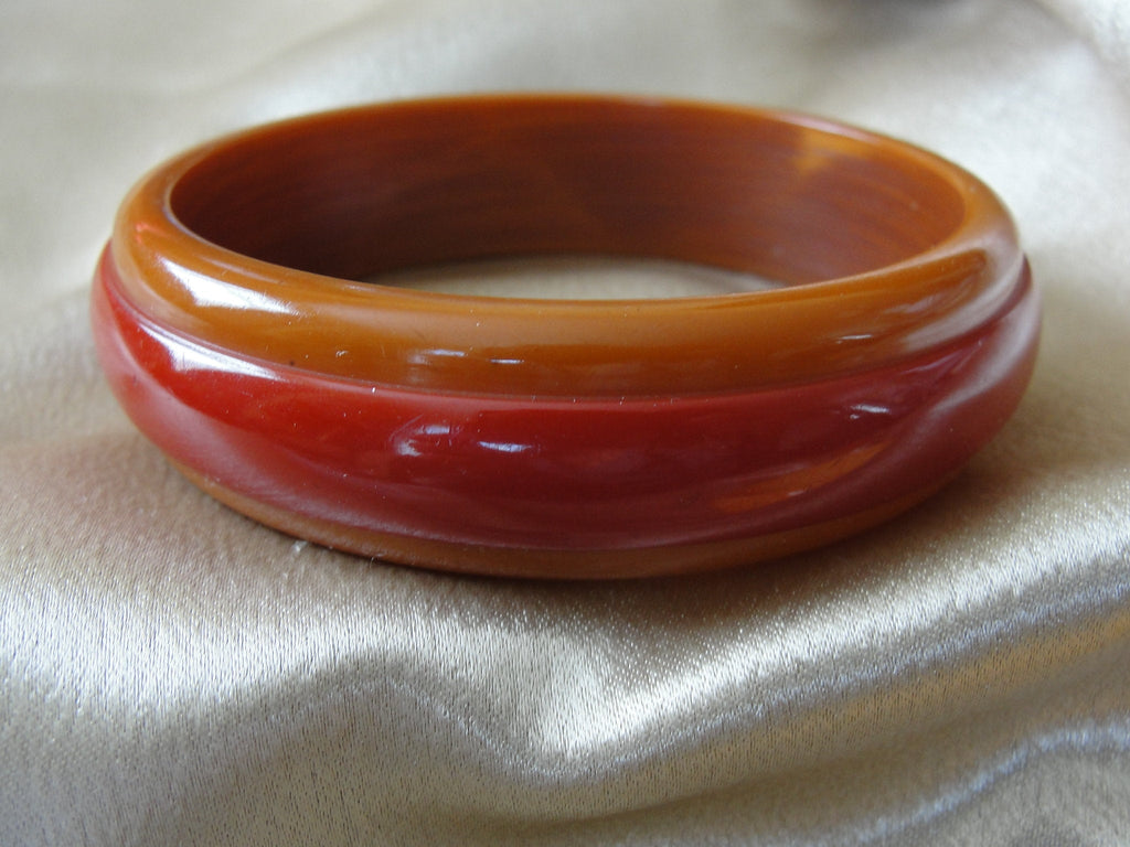 STUNNING Art Deco 2 Tone Bakelite Bracelet,Cinnamon and Toffee Bakelite Bangle,Beautiful Stepped Design,Collectible Bakelite Jewelry