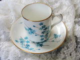 VINTAGE Royal Grafton English Bone China Demitasse Cup and Saucer,Cheerful Blue Flowers,Farmhouse,French Cottage,Collectible Cappuccino Cups