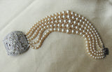 ANTIQUE Coro Art Deco Bracelet Rhinestones and Lustrous Pearls,Rhinestone Vintage Jewelry,Designer Vintage Wedding Jewelry,Bridal Jewellery