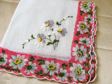 LOVELY VINTAGE HANKIE Handkerchief Dainty Embroidered Daisies Hanky Sweet Raised Daisy Flowers Something Old Bridal Hanky Wedding Hankies