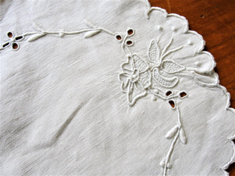 VINTAGE Madeira Lovely Doily,Hand Embroidered,Seed Embroidery,Raised Embroidery,Doilies,Farmhouse,French Country Decor, Vintage Table Linens