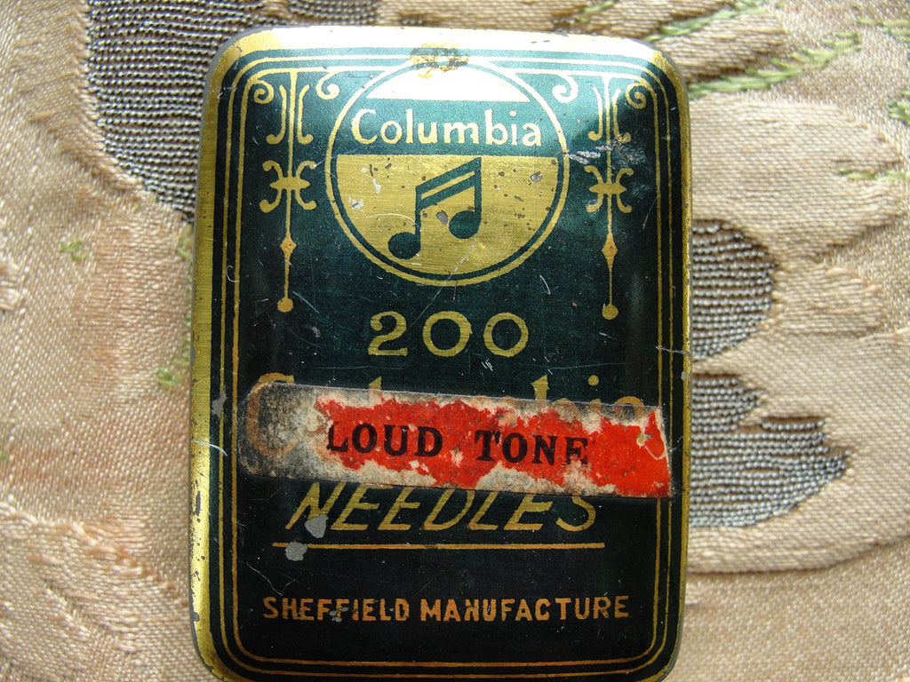 LOVELY Antique Gramophone Litho Needle Tin Vintage Phonograph Metal Needle Tin Box Columbia Needles Tin Box,Sheffield Made,Collectible Tins