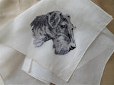 Vintage Embroidered AIREDALE TERRIER Dog Handkerchief,Dog Hanky,Terrier Dogs Hankie, Dog Lover Handkerchief,Collectible Animal Hankies