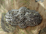 STUNNING Art Deco Filigree Large Brooch,Lace Like Openwork Pin,Bridal Jewelry,1920s Brooch,Glittering Paste Stones,Gatsby Flapper Era Pin