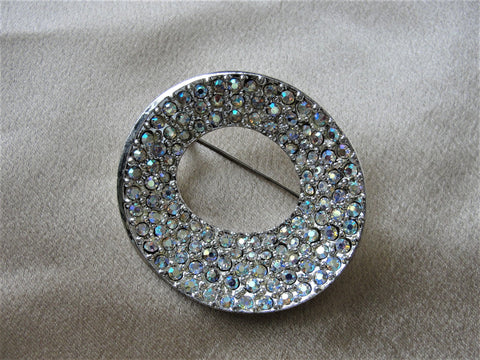 Vintage MID CENTURY Glittering AB Rhinestone Brooch,Eames Era Design,Brilliant Rhinestones Pin,Swarovski Crystal,Collectible 1950s Jewelry