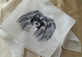 Vintage Embroidered PEKINGESE Dog Handkerchief,Dog Hanky,Small Dogs Hankie, Dog Lover Handkerchief,Collectible Animal Hankies