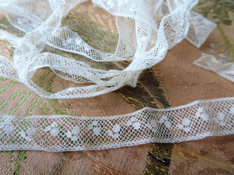 BEAUTIFUL Antique French Lace,Cotton Lace Trim,Delicate Intricate Pattern 29 inches,Dolls,Christening Gowns,Bridal Lace,Heirloom Sewing