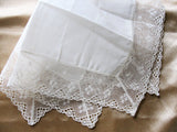 Beautiful Vintage BRIDAL WEDDING Handkerchief Linen,WIDE French Lace Hankie,Special Bridal Hanky,Bridal Gift, Collectible Hankies