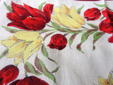 1950s Beautiful VINTAGE Printed Red Yellow Tulips Hanky,Colorful Floral Handkerchief To Frame,Collectible Vintage Printed Hankies,Decorative