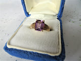 LOVELY Purple Amethyst Ring,14KT Gold Ring,February Birthstone Ring,Textured Gold Setting,Daytime/Cocktail Ring,Collectible Vintage Jewelry