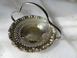 LOVELY Silver Handled Basket,Candy Basket,Sweetmeats or Condiment Dish,Nickel Silver Open Work,French Decor,Tea Time,Collectible Silver