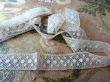 LOVELY Antique French Lace,Cotton Lace Trim,Delicate Intricate Floral Pattern 40 inches,Dolls,Christening Gowns,Bridal Lace,Heirloom Sewing