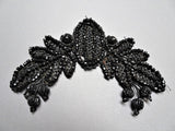 BEAUTIFUL Victorian Jet Glass Beaded Dress Applique,Black Glass Sewing Applique,Antique Dress Trim,Victorian Glass Trims,Collectible Trims