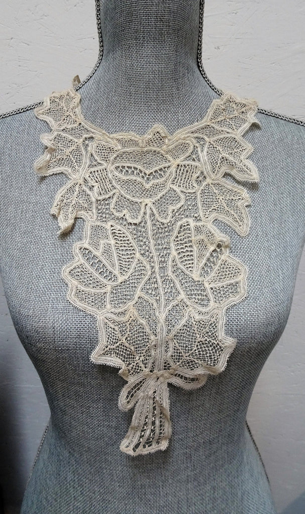 LOVELY Victorian French Lace High Neck Collar,Hand Made Creamy