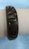 STUNNING Art Deco Deeply Carved Bakelite Bracelet,Chocolate Brown Bakelite Bangle,Beautiful Carved Design,Collectible Bakelite Jewelry