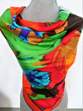 VINTAGE Luxury Designer Silk Scarf,Perry Ellis Colorful Birds,Italian Silk,Rich Gem Colors,Frame It or Wear It,Collectible Scarves Scarfs