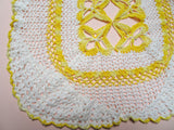 CHARMING Vintage Doily Yellow and White Hand Crocheted Doily,Farmhouse Decor,Romantic Cottage Decor,French Country,Collectible Doilies