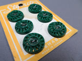 1930s Buttons,CUTE Plastic Buttons on Original Card,Forest Green,Pierced Swirl Buttons Set of 6,For Sewing,Framing, Collectible Buttons