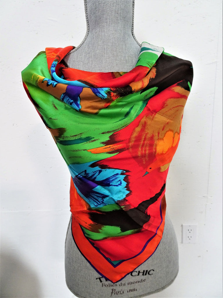 Vintage Colorful Silk Scarf