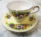 CHARMING Aynsley English Bone China Teacup And Saucer,Cheerful Pansy Pansies Teacup and Saucer,Cup and Saucer,Collectible Vintage Teacups