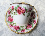 BEAUTIFUL Teacup and Saucer Salisbury English Bone China,Lush PINK Rose Flowers,Vintage Cup and Saucer,Tea Time China, Collectible Teacups
