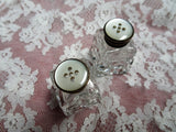 LOVELY Antique Cut Crystal Salt and Pepper Shakers,Silver and Mother of Pearl Tops,Elegant Dining,Wedding Gift,House Warming Gift