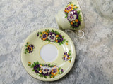 CHARMING Aynsley English Bone China Teacup And Saucer,Cheerful Pansy Pansies Teacup and Saucer,Cup and Saucer,Collectible Vintage Teacups