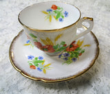 LOVELY Stanley Fine English Bone China Teacup and Saucer,Beautiful POPPY Flowers,Lush Gold Trim,Collectible Vintage Teacups