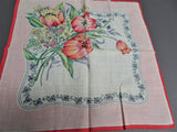 40s VINTAGE Printed Floral Hanky,Colorful PINK and Yellow Flowers Hankie,Handkerchief To Frame,Collectible Hankies,Bridal,Hankies To Collect