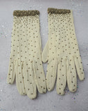 BEAUTIFUL Vintage Hand Beaded Gloves,Evening Party,Wedding Gloves Bronze Beaded,Made in British Hong Kong Collectible Vintage Clothing