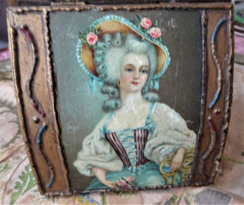 BEAUTIFUL French Antique Box,Jewelry Box,Trinket Box,Document Box,Vanity Display,Lovely Lady,French Chateau Decor,Charming Collectible Boxes