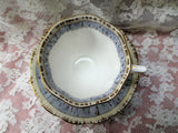 VINTAGE Royal Albert English Bone China Teacup and Saucer Silver Birch Pattern,Lush Colors,Lavish Gold Trim, Pedestal Cup and Saucer